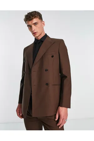 Noak Wool-rich skinny double-breasted suit jacket in