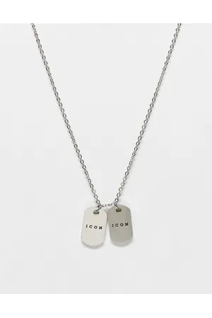 Icon Brand Stainless steel brushed double dog tag necklace in