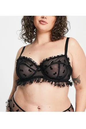 ASOS DESIGN Curve Sienna lace high apex underwired bra in forest