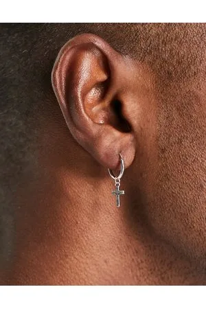 Icon Brand Hoop earrings with cross charms in