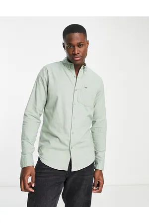 Hollister Men Shirts - Icon logo smart dressing slim fit oxford shirt in sage
