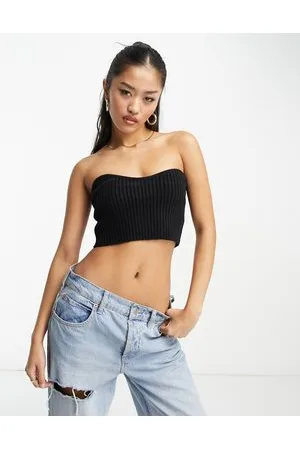 Ziggy Lace Front Bandeau Top in Black