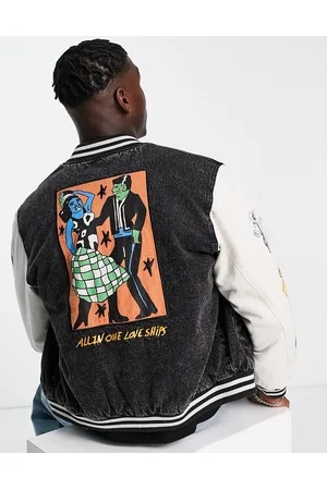 Volcom Men Jackets - Bob Mollema back print varsity jacket in / white