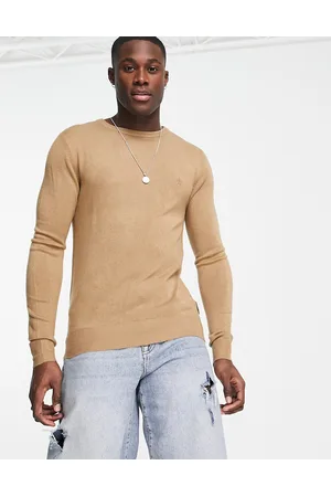 French Connection Men Jumpers - Soft touch crew neck jumper in camel