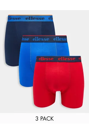 Ellesse 3 pack logo waistband boxers in navy red and