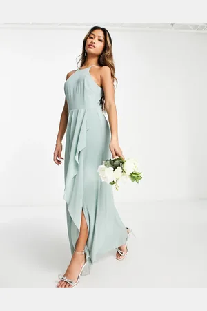VILA Bridesmaid halterneck maxi dress with cut out back in