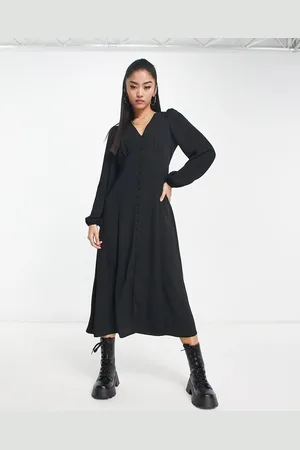 New Look Button front long sleeved tea dress in