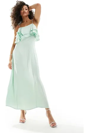 VILA Bridesmaid frill top cami maxi dress in mint
