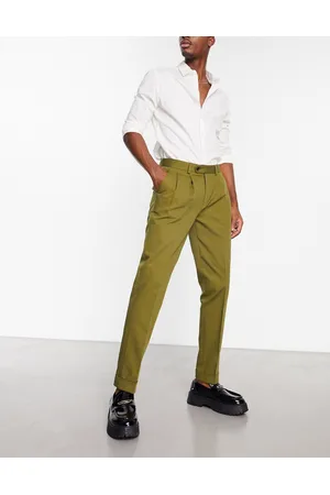 Noak Slim premium cotton twill chino trousers in khaki