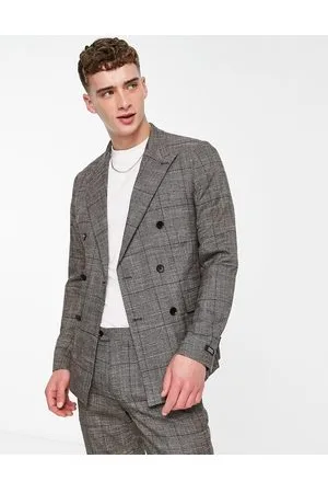 Gianni Feraud Slim double breasted suit jacket in check