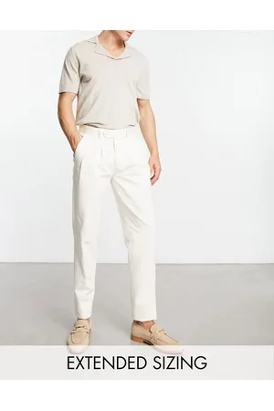 Noak Slim premium cotton twill chino trousers in off