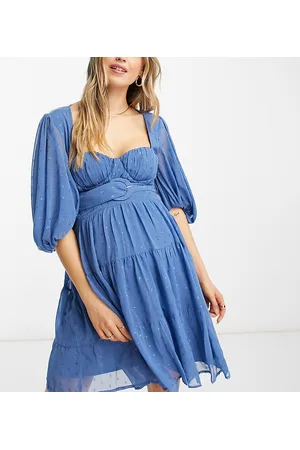 ASOS ASOS DESIGN Maternity belted mini dress with blouson sleeve with belt in blue