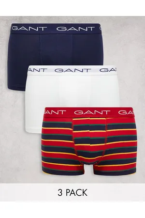 GANT 3 pack trunks inwhite, navy, red stripe with logo waistband