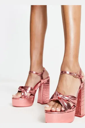 Public Desire Exclusive Kiss platform heeled sandals in metallic