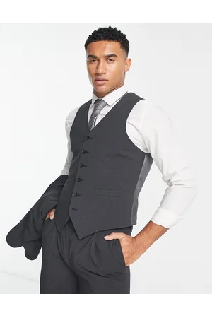 Noak Camden' skinny premium fabric suit waistcoat in charcoal with stretch