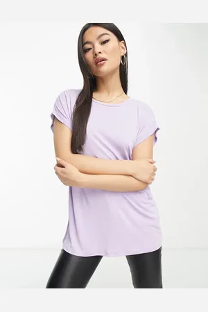 Urban classics Extended shoulder short sleeve tee in lilac