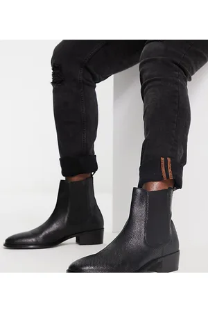 WALK LONDON Dalston cuban heeled chelsea boots with in snake leather