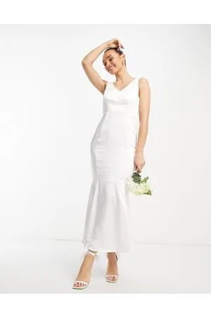 VILA Bridal satin mermaid maxi dress in