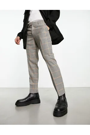 Original Penguin Slim cropped smart trousers in and yellow check
