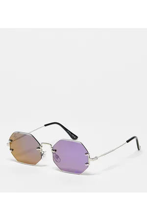 Jeepers Peepers X ASOS exclusive metal hex sunglasses in reflective lens