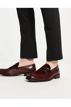 Office Men Loafers - Patent velvet loafers in burgundy leather