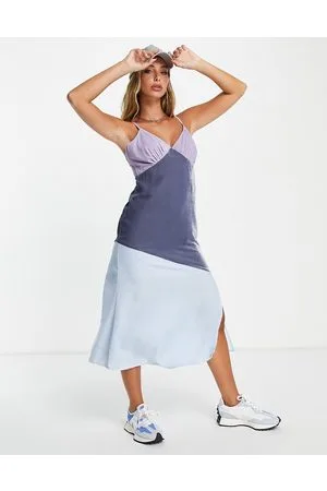 Neon Rose Midi slip dress in contrast velvet
