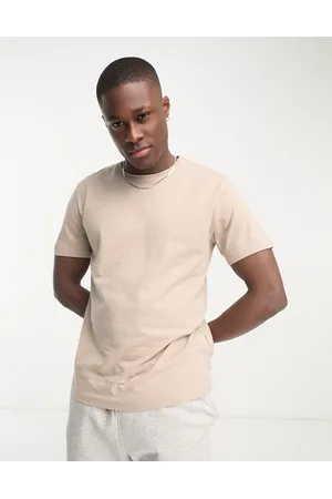 Selected Homme Linen mix t-shirt in beige