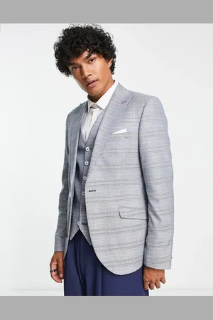 Shelby & Sons Earlswood slim fit single breast check blazer in grey