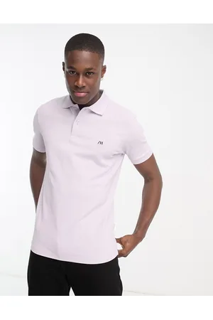 SELECTED Men Polo Shirts - Washed polo in lilac