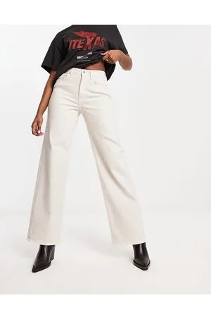 ONLY Juicy high waisted wide leg jeans in ecru