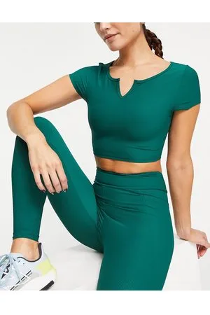 South Beach Cap sleeve crop top in forest