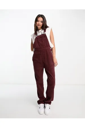Don't Think Twice DTT Ivy cord wide leg dungarees with pockets in chocolate