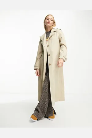 ONLY Longline trench coat in stone