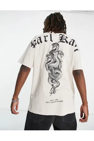 Karl Kani Men Short Sleeve - Old english printed t-shirt in beige