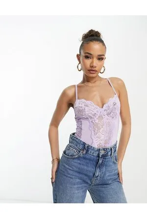 NaaNaa Lace bodysuit in lilac