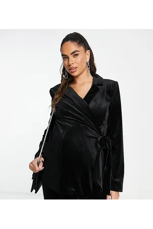 ASOS ASOS DESIGN Maternity velvet suit blazer with side wrap belt in