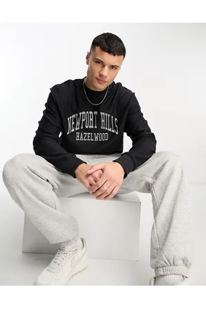 River Island Men Sweatshirts - Slogan crew neck sweat in dark