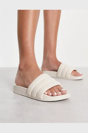 Truffle Collection Padded pool sliders in beige