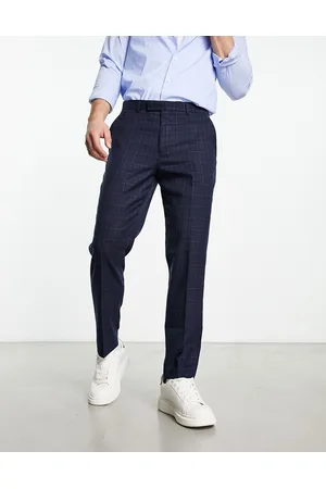 Original Penguin Slim cropped smart trousers in blue check