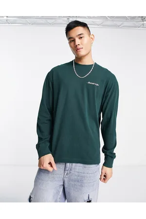 Abercrombie & Fitch Logo long sleeve top in dark green