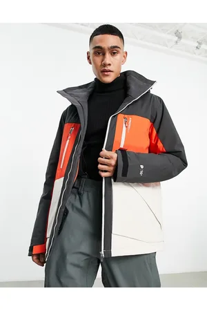 Protest Gooz ski jacket in black orange colourblock
