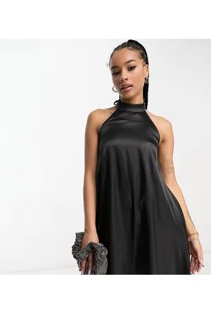 Urban Threads Satin high neck mini dress in