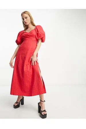 & OTHER STORIES Woven puff sleeve midi dress in
