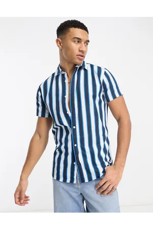 JACK & JONES Originals bold stripe short sleeve shirt in and white