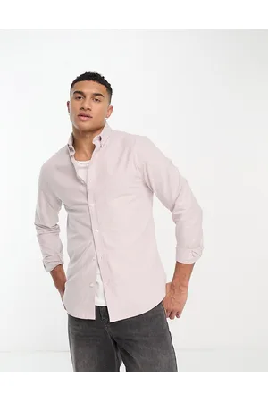 River Island Men Long sleeves - Long sleeve smart oxford shirt in stone