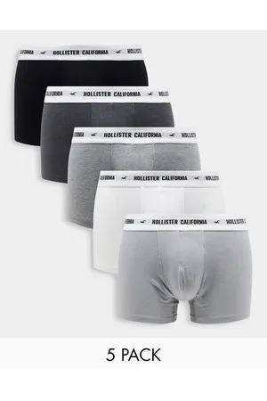 Hollister Men Briefs - 5 pack white logo waistbansd trunks in white/grey/black