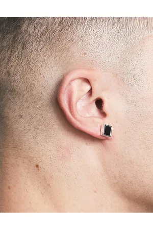 Icon Brand Men Earrings - Square stone stud earrings in and black