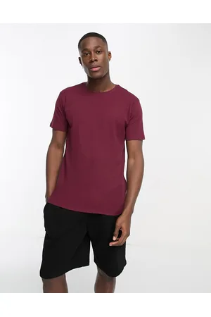 Brave Soul Men Short Sleeve - Waffle stitch t-shirt in burgundy