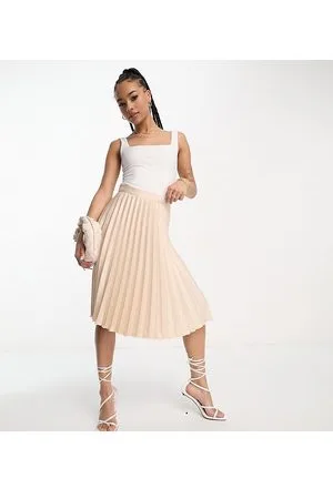 Closet Pleated midi skirt in cream