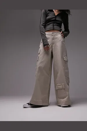 Topshop Super oversized skate cargo trouser in stone